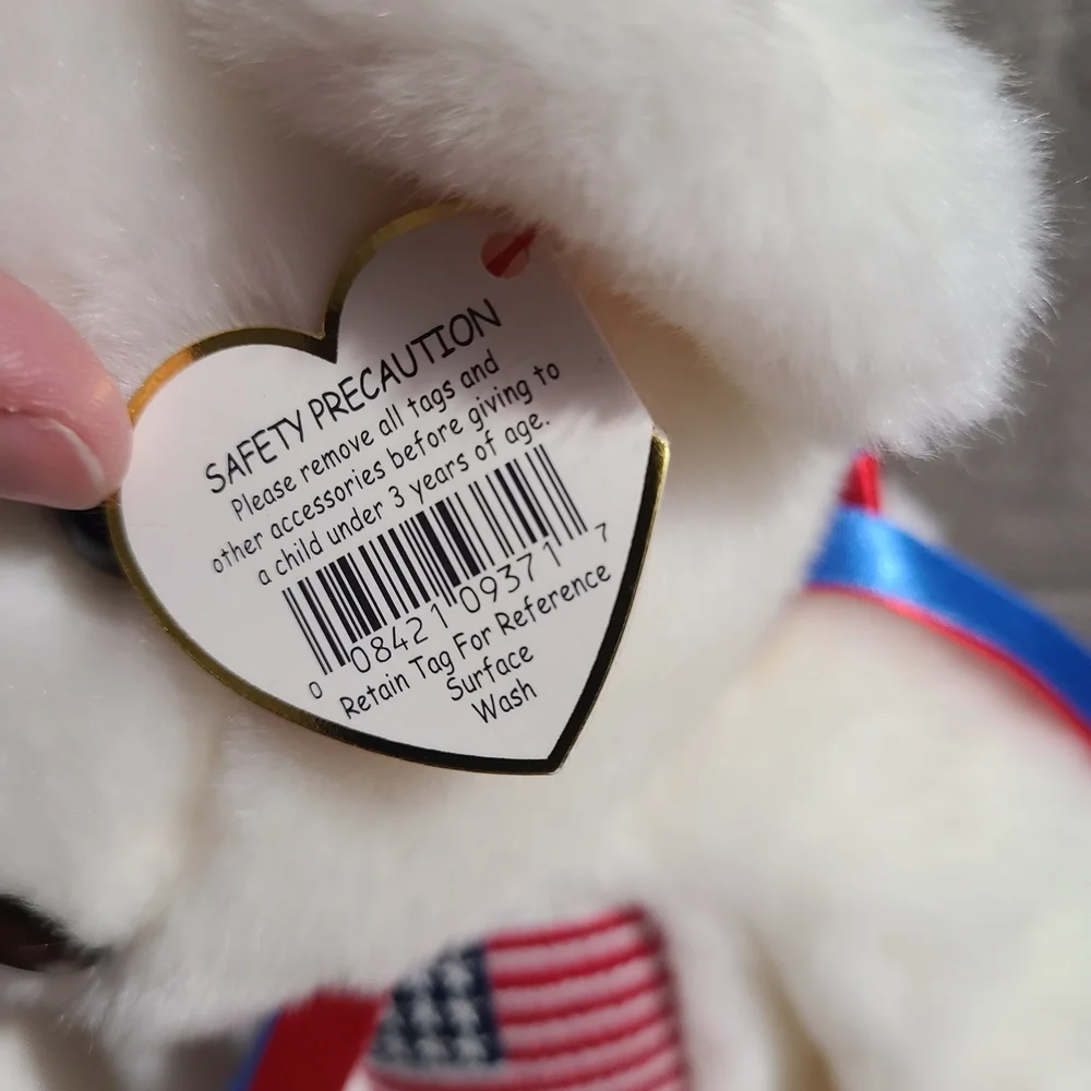 TY‎ Beanie Baby Buddy LIBEARTY the Patriotic White Bear 4th Flag Liberty Vintage
